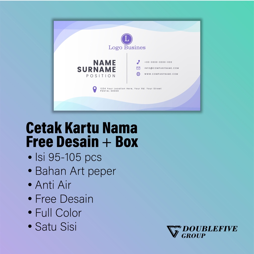 KARTU NAMA CETAK SESUKAMU FULL COLOR GRATIS DESAIN DAN BOX ISI 100 PCS