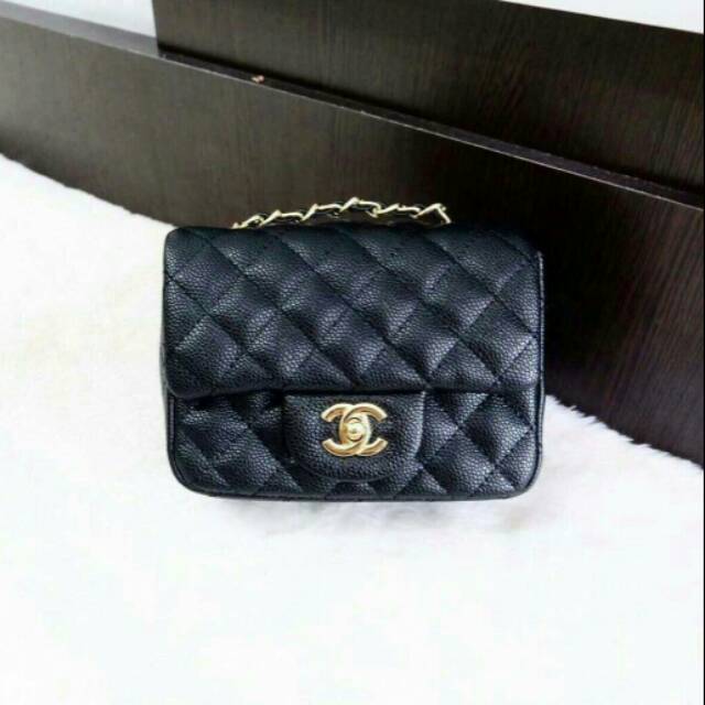 TAS SLEMPANG CHANEL CLASSIC MINI CAVIAR GHW VS N