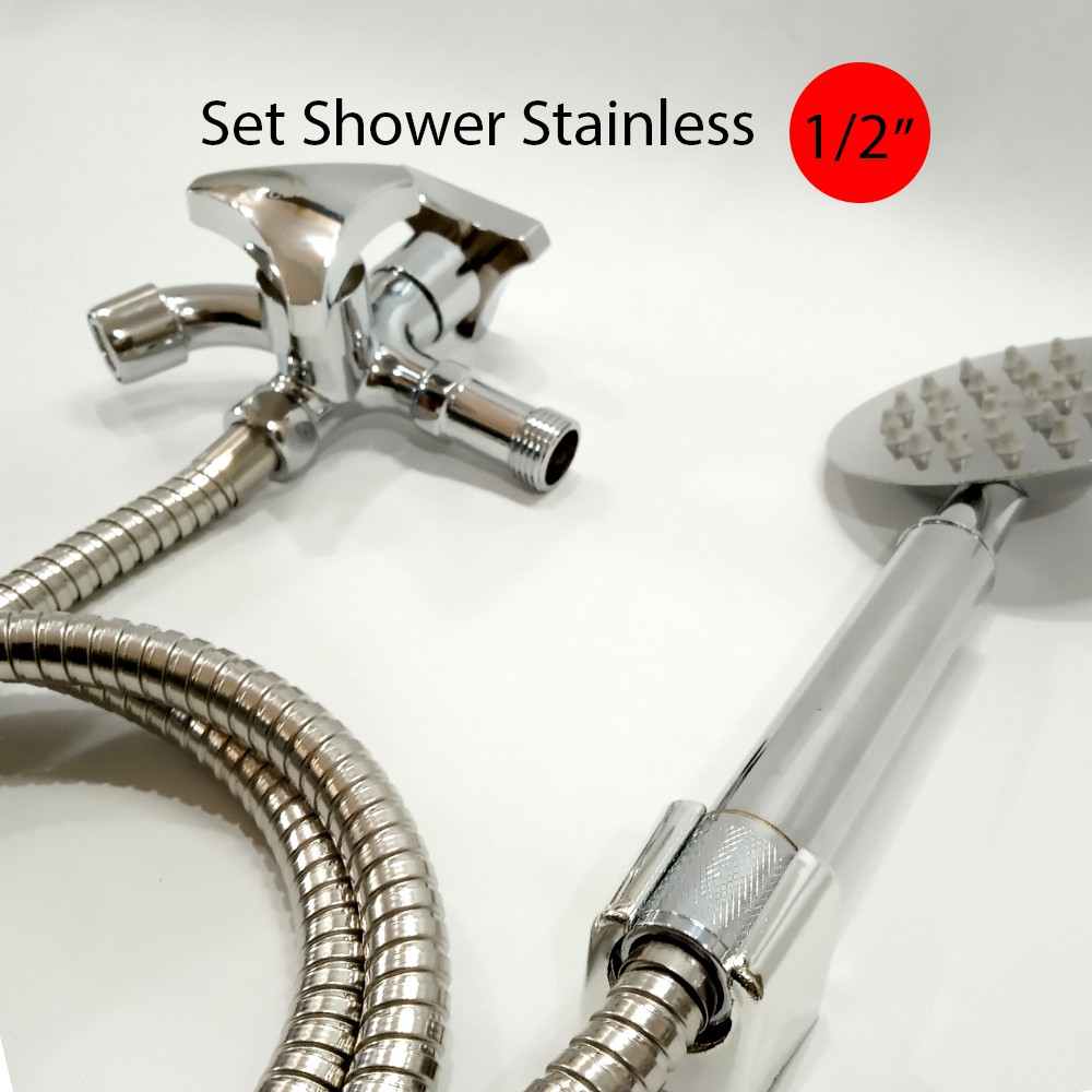 Shower SET Kran Stainless Shower Bisa Digunakan Untuk Air Panas Dan DIngin Karna Berbahan Stainless