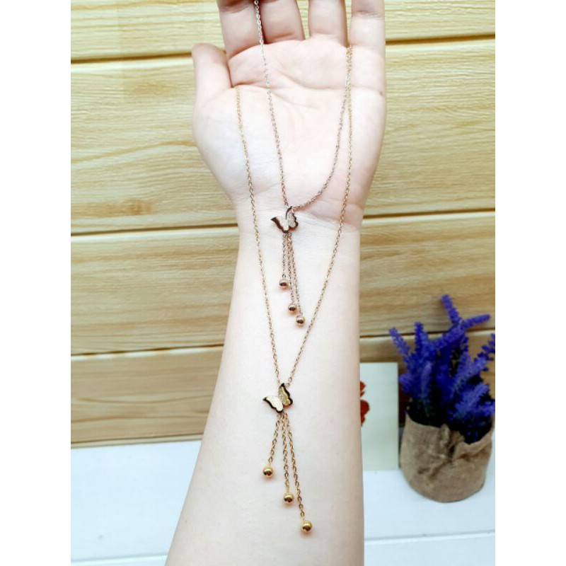 Kalung titanium kupu kupu / kalug wanita titanium asli stainless steel 18k / fashion korea