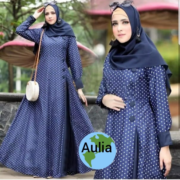 [Muslim Aulia RO]Ghamis wanita katun red/navy