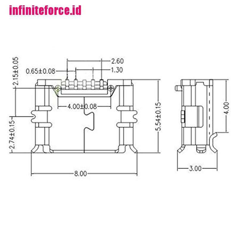 20 Pcs Micro USB Type B Female 5-Pin Socket 180 SMD Soldering Degree