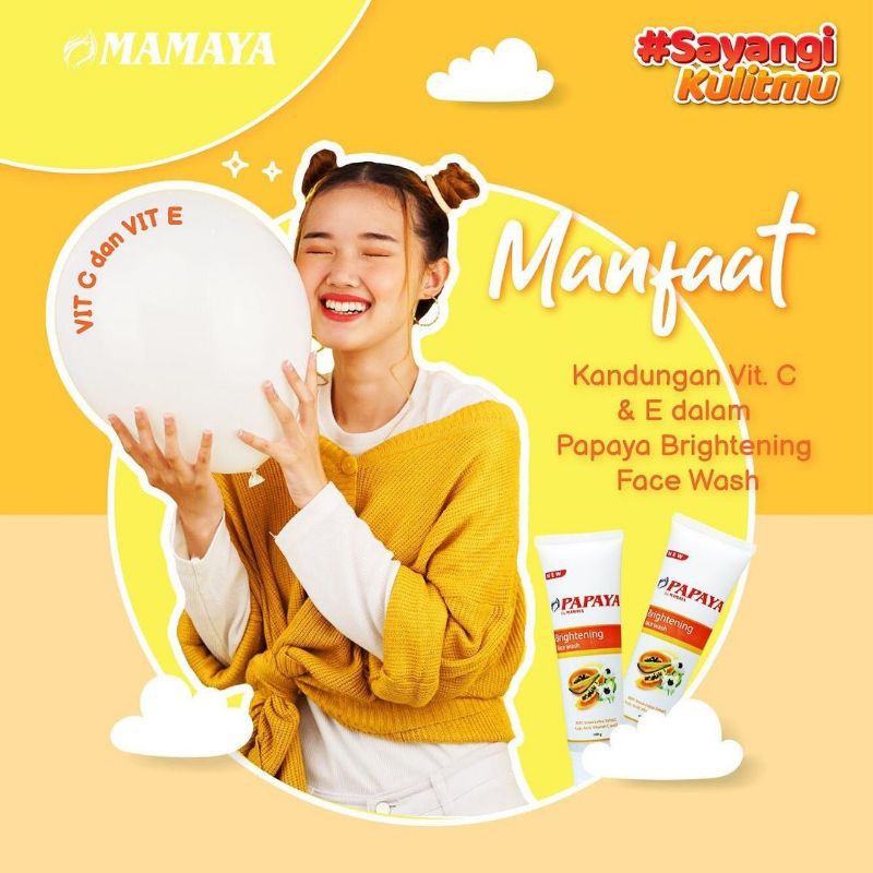 Sabun Papaya By Mamaya Brightening Face Wash 100 Gr - Sabun Pembersih Wajah