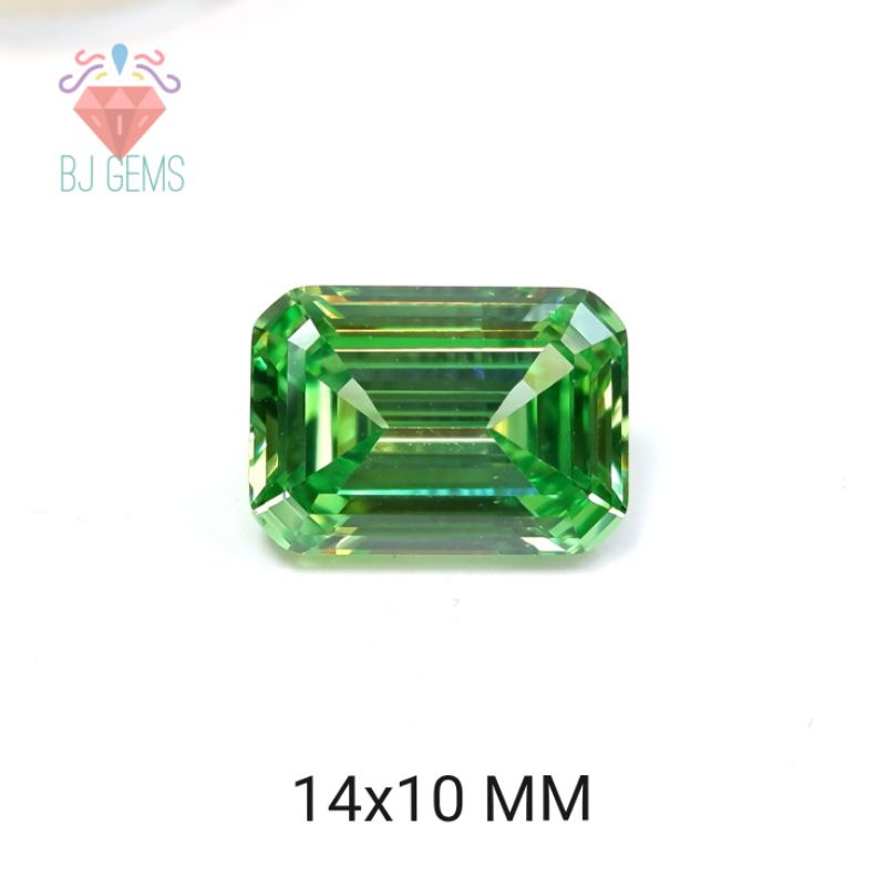 Permata Cubic Zirconia Green Apple Emerald Shape A5 Quality