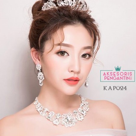 [STOCK TERBATAS] KALUNG PENGANTIN ANTING WEDDING NECKLACE MODERN SILVER KAP024