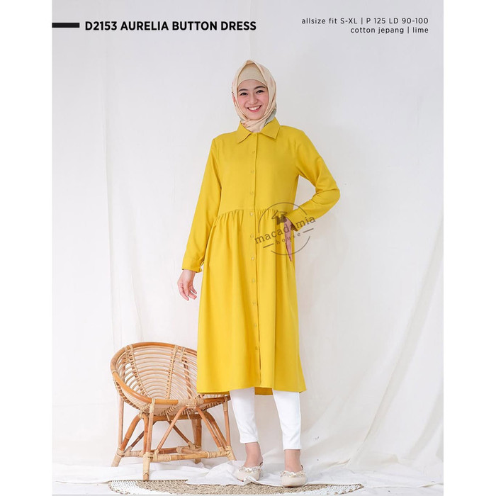 Dresscantik Terbaru Dresswanita Murah Dresscewek Modis Dress D2153 AURELIA BUTTON DRESS - MACA 25HCE