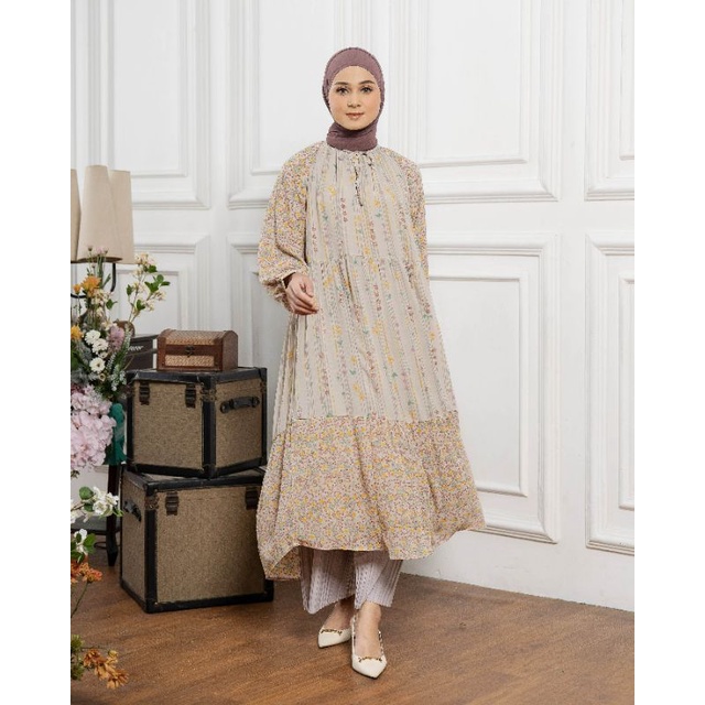 [FULLBOOKED] Gardenia Midi Dress Taupe by Geulis