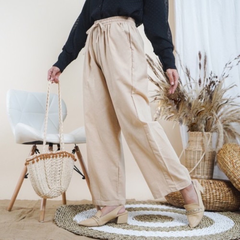 Zunna Pants Widi Pants Kulot Linen Premium Laura Slim Kulot Linen SEOUL Pusatgrosir_solo