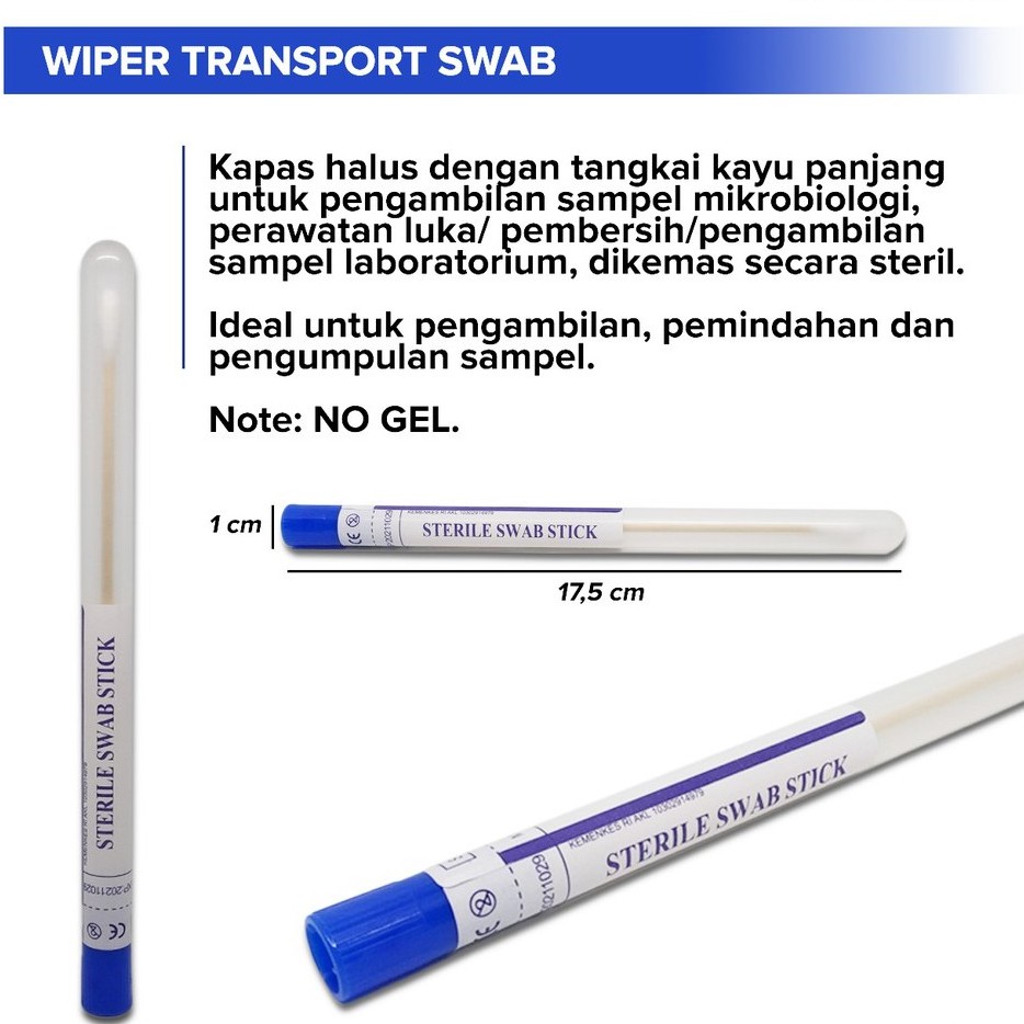 Wiper KJ-501/ Transport Swab, Kapas Kayu untuk Sample Backteri/ virus