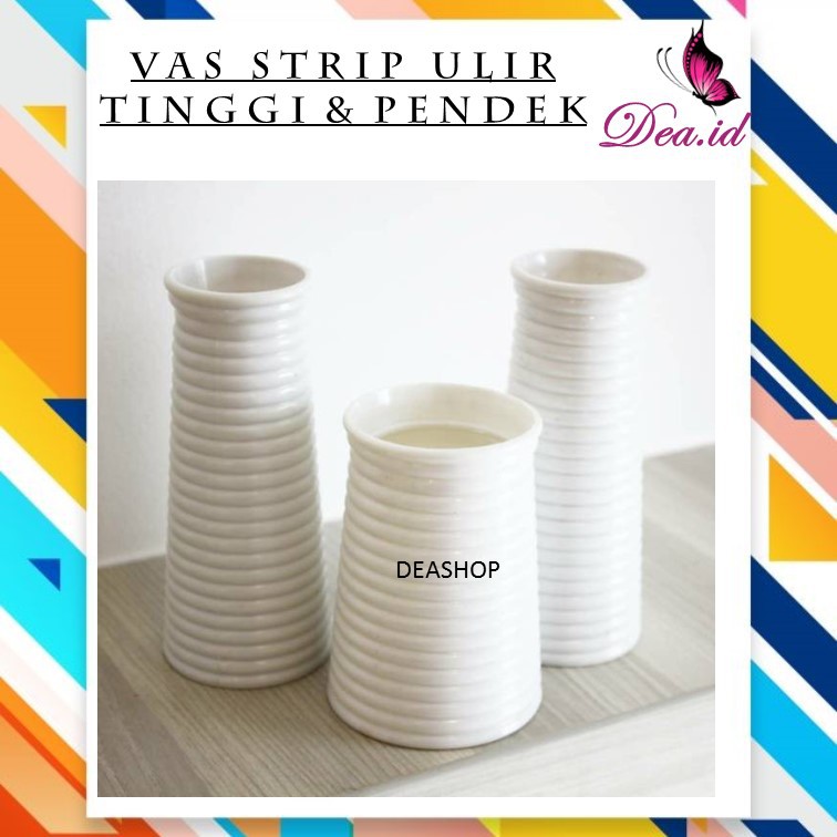 [DEASHOP] VAS BUNGA STRIP ULIR BAHAN MELAMIN - POT BUNGA PLASTIK ARTFISIAL