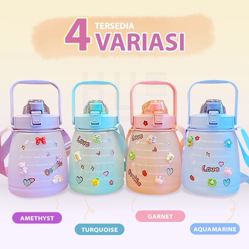 BOTOL GEMOY ORIGINAL Full Pastel Rainbow 1400ML / Botol  PELANGI BPA FREE / Free STICKER 3D Dan 2D free Packing Bubble Wrap