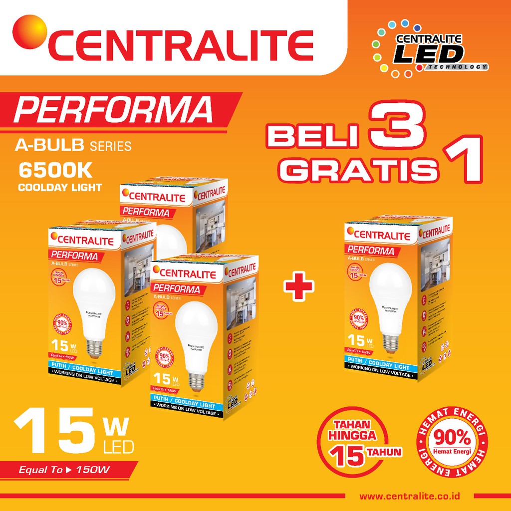 Paket 15W CD Isi 4 Pcs CTL Performa Lampu Led Bulb Classic 15W CD Putih / Paket Bundling Lampu Led