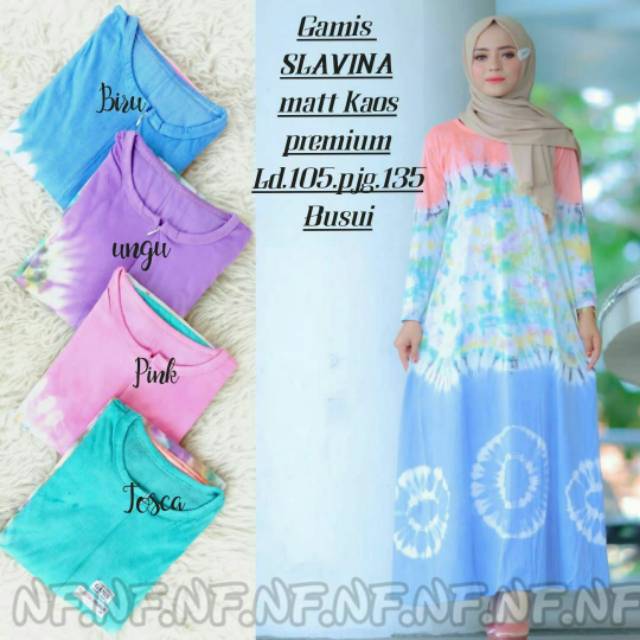 Gamis Slavina bahan kaos premium