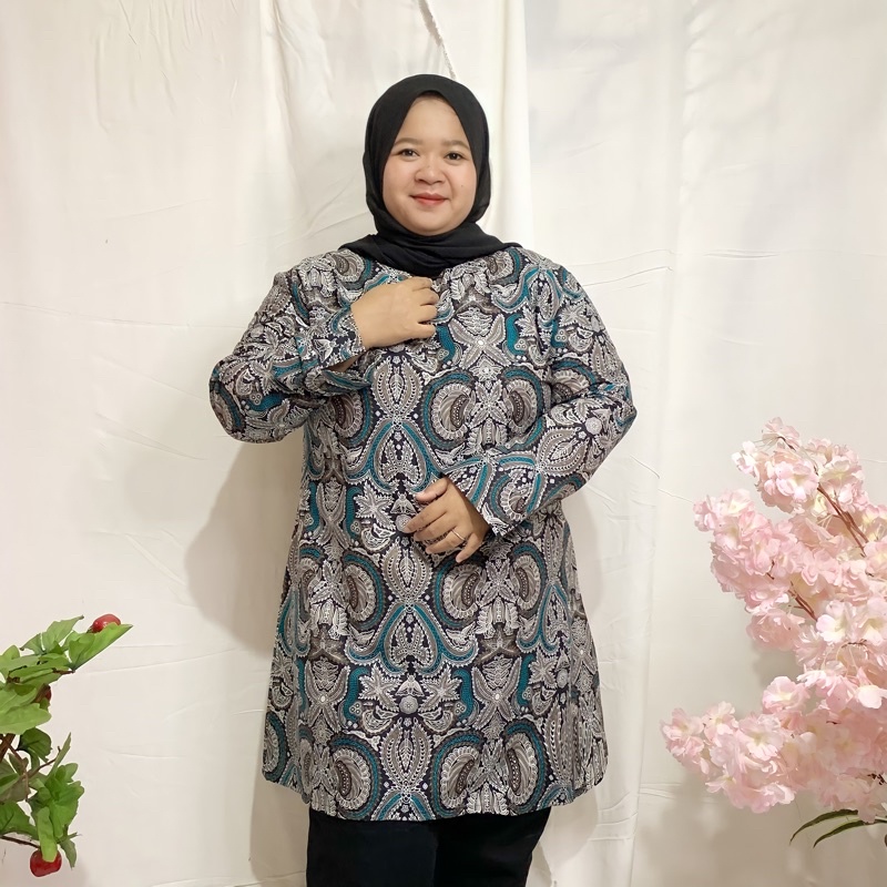 Atasan Tunik Batik Wanita Jumbo LD 120 LD 130 LD 140