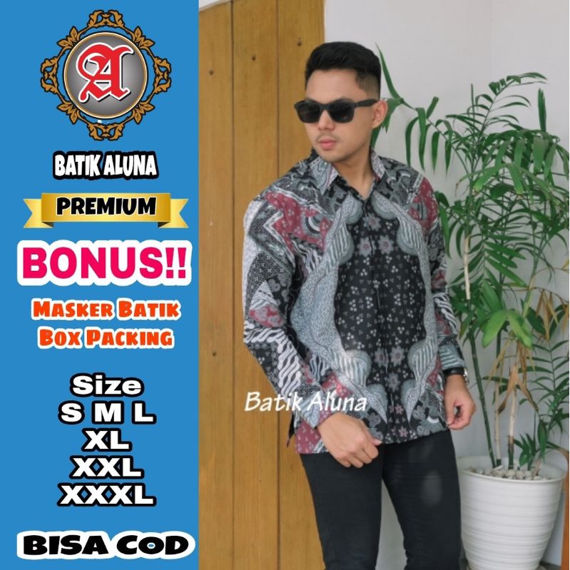 Baju Batik Pria Premium Lengan Panjang Full Furing Batik Solo Pekalongan Batik Reguler Batik Aluna P