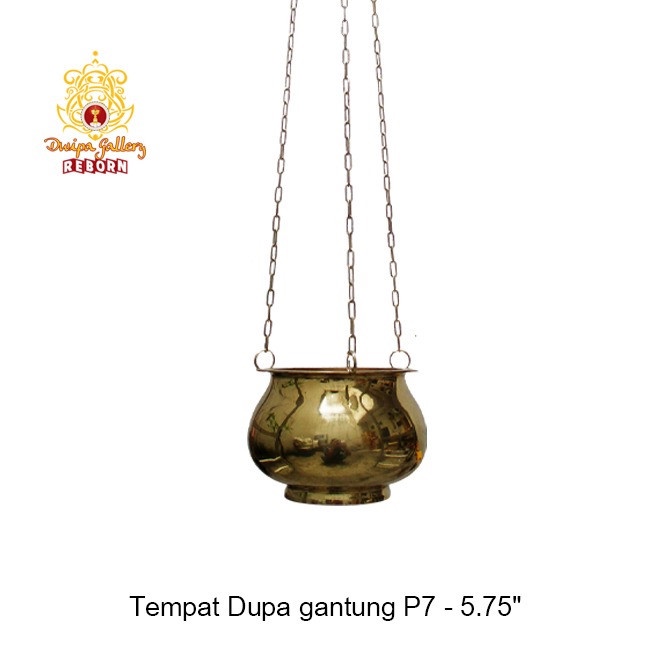 Hiolo (Tempat dupa/ Bokor) Kuningan gantung P7 - 5.75&quot; + kaki