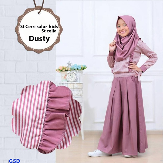 Setelan cerri salur/gamis anak/dress anak/gaun anak/gamis bagus/gamis cantik/gamis anak keren/stelan