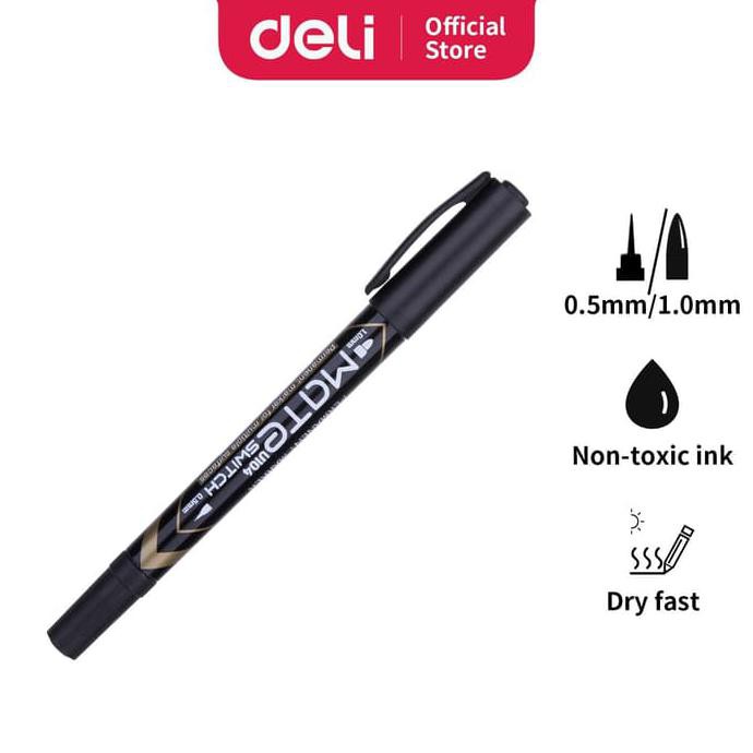 

Deli EU10420 Permanent Marker/Spidol Permanen-2-Hitam - Hitam