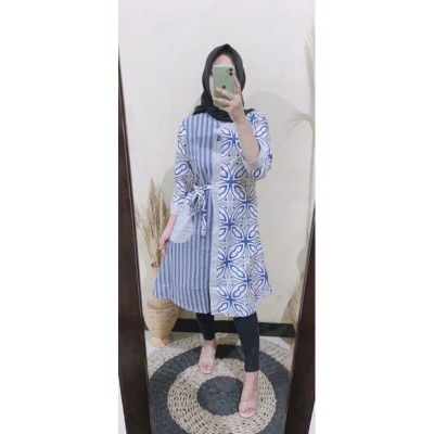M-l-xl-xxl Batik Tunik Wanita Asj Sa Hrb026 Kenongo Pekalongan Sogan Tulis