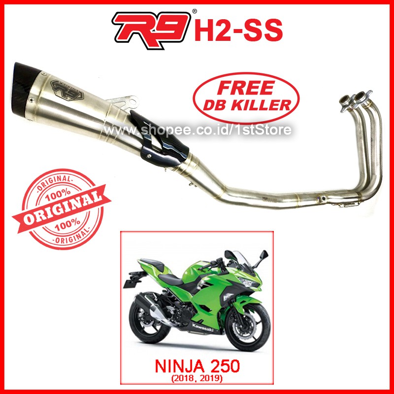 ORIGINAL R9 H2 SS ALL NEW NINJA 250FI 2018 2019 2020 KNALPOT RACING 250 FI FULL SYSTEM ORI H2SS PNP