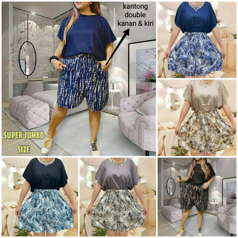 setelan super jumbo LD 143 cm BIG SIZE muat sampai 100 kg lebih ONE SET WANITA LD BESAR/SUPER JUMBO lingkar paha celana +-85 CM ada saku/kantong samping depan kanan &amp; kiri size XXXXL JUMBO bahan rayon berkwalitas premium adem dan lembut