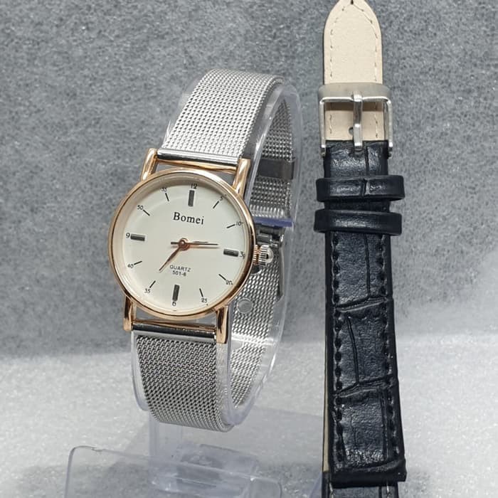 JAM TANGAN WANITA BOMEI PASIR + FREE KULIT JAM CEWEK ANALOG COD MURAH
