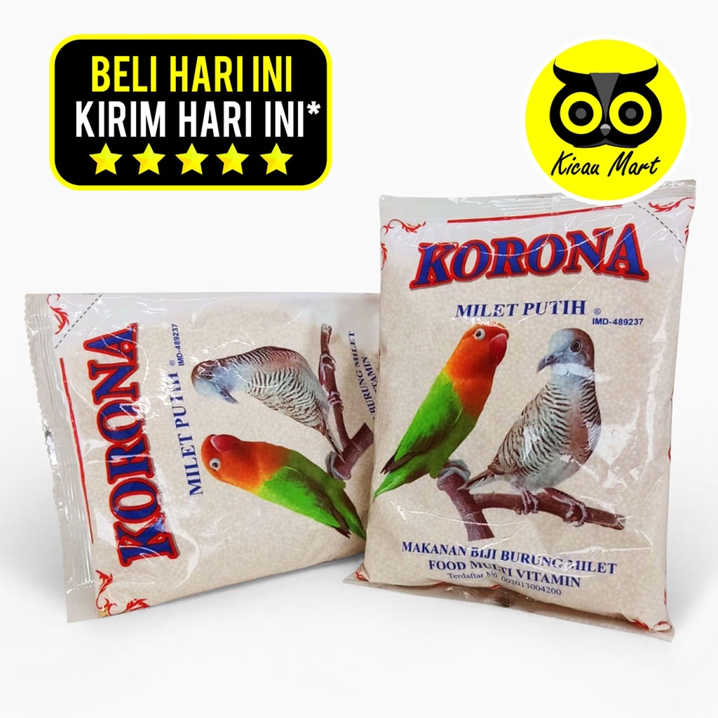 PAKAN KORONA MILET PUTIH SEED MAKANAN HARIAN BURUNG KENARI LOVEBIRD LOVE BIRD BIJI MILLET KORONAMIL