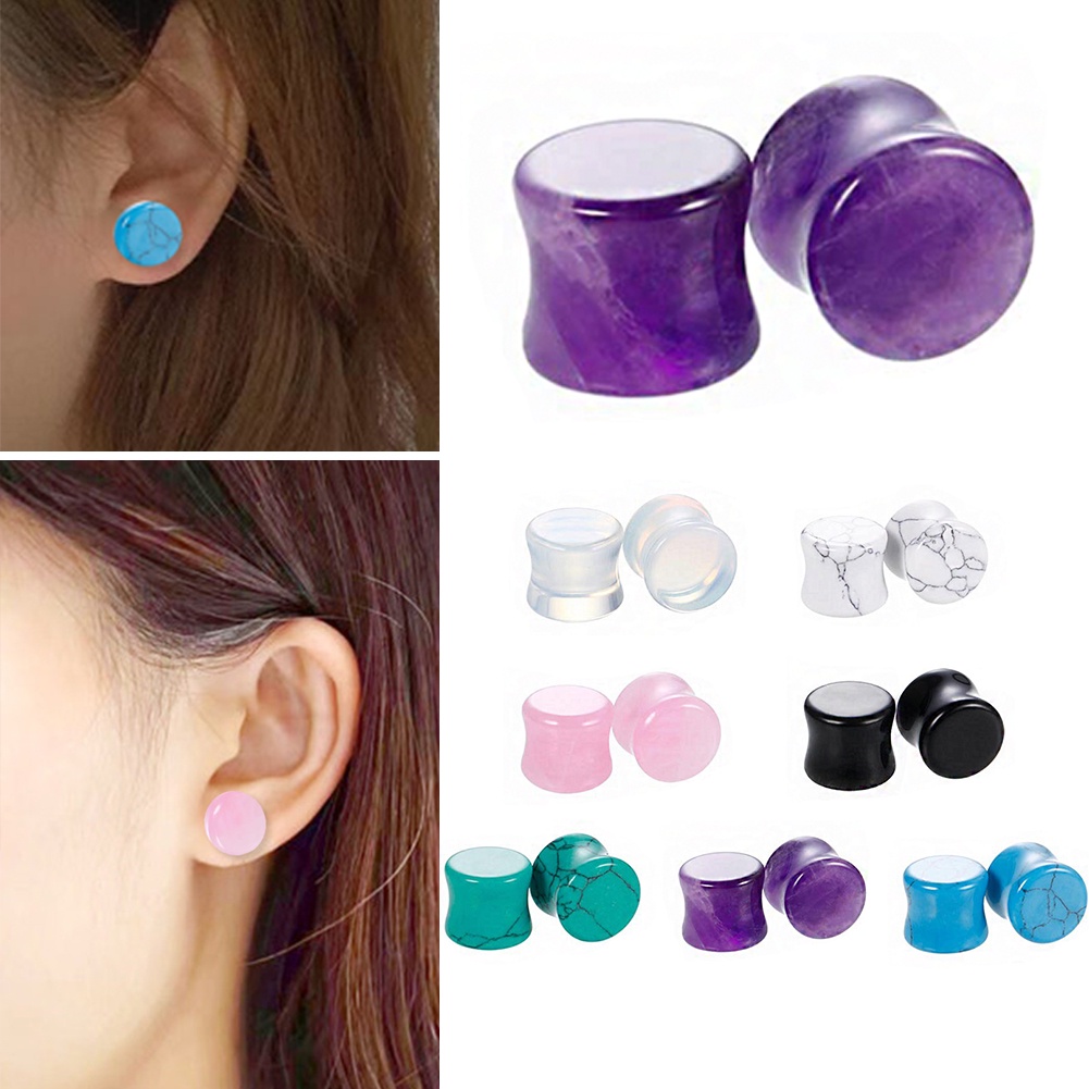 1 Pc Anting Tindik Telinga Bahan Batu Untuk Pria Dan Wanita