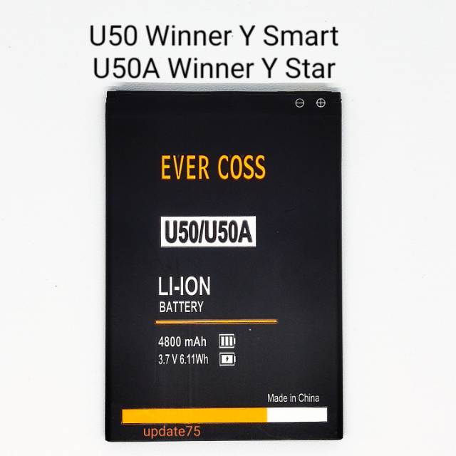 Baterai Evercross U50 Winner Y Smart  U50A Winner Y Star  A75 Max Winner Y Silver