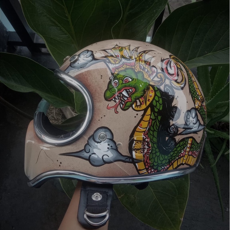 Cakil Custom Naga Jawa Traditional Painting-Helmet Custom