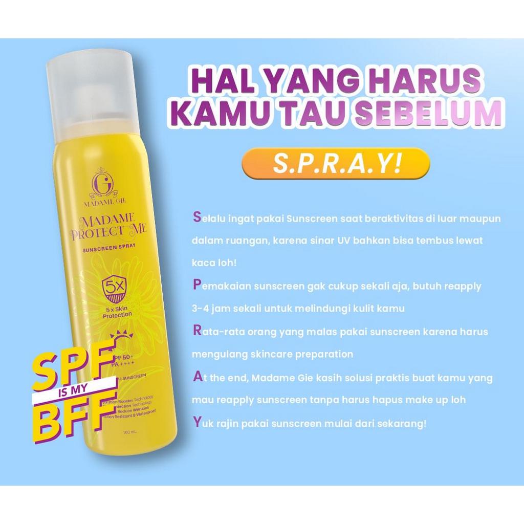 ❤ RATU ❤ Madame Gie Sunspray | Protect Me Sunscreen SPF 30 PA +++ 60ml | Sunscreen Madame Gie Calendula Extract | Let's Glow Tinted Sunscreen | SPF 50 PA ++++ | Sunscreen Spray