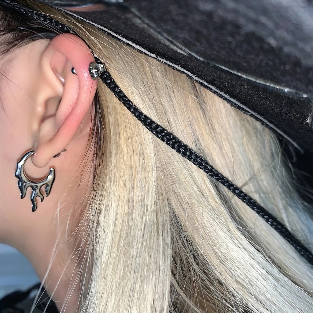 Anting Stud Bentuk C Kecil Tidak Teratur Bahan Logam Gaya Punk Gotik Untuk Wanita