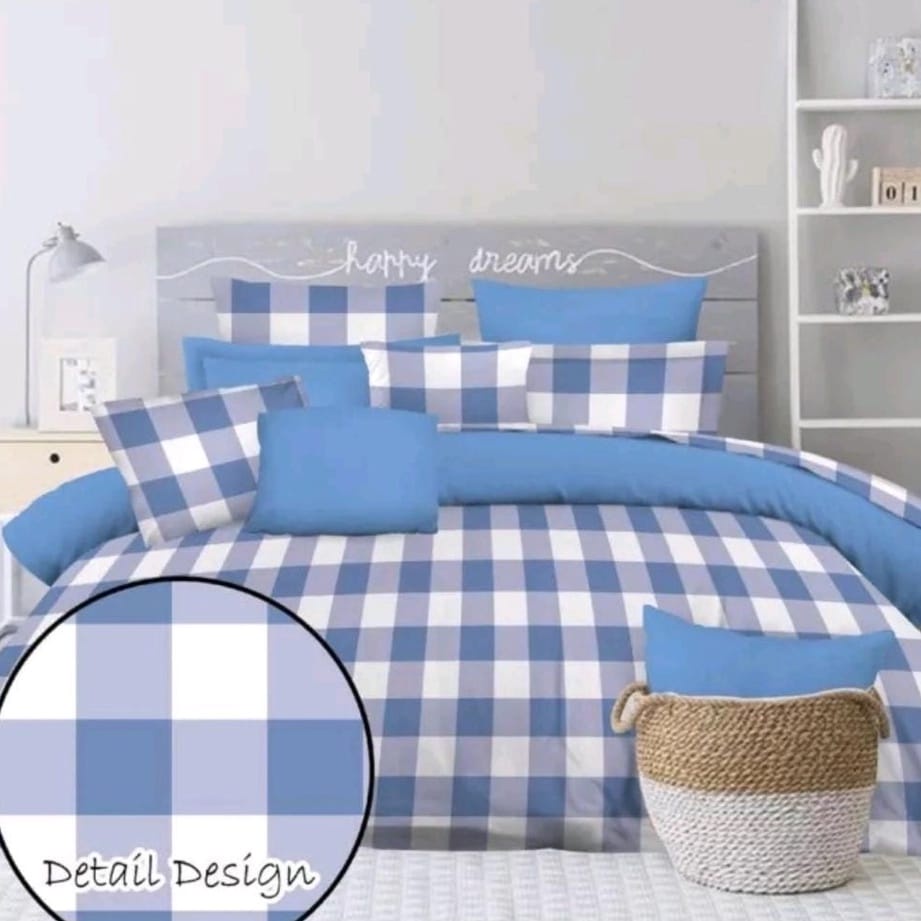 sprei aesthetic motif kotak 180x200 160x200