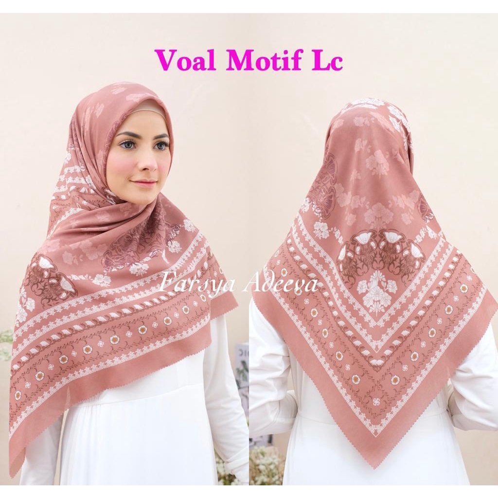 Kerudung segiempat motif terbaru segiempat motif deenay kw bahan voal grosir segiempat motif termurah Safa Hijab-SLAVINA MOCCA