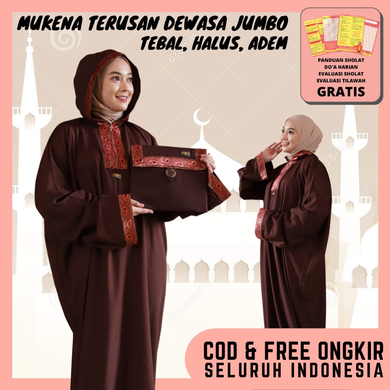 Mukena Terusan Dewasa Bordir Rayon Jumbo Premium Polos Mukena Katun Jepang Ori Mukenah Dewasa Murah