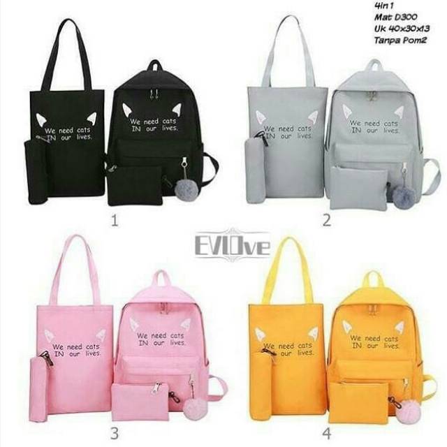 

holly cat school bag 4in1