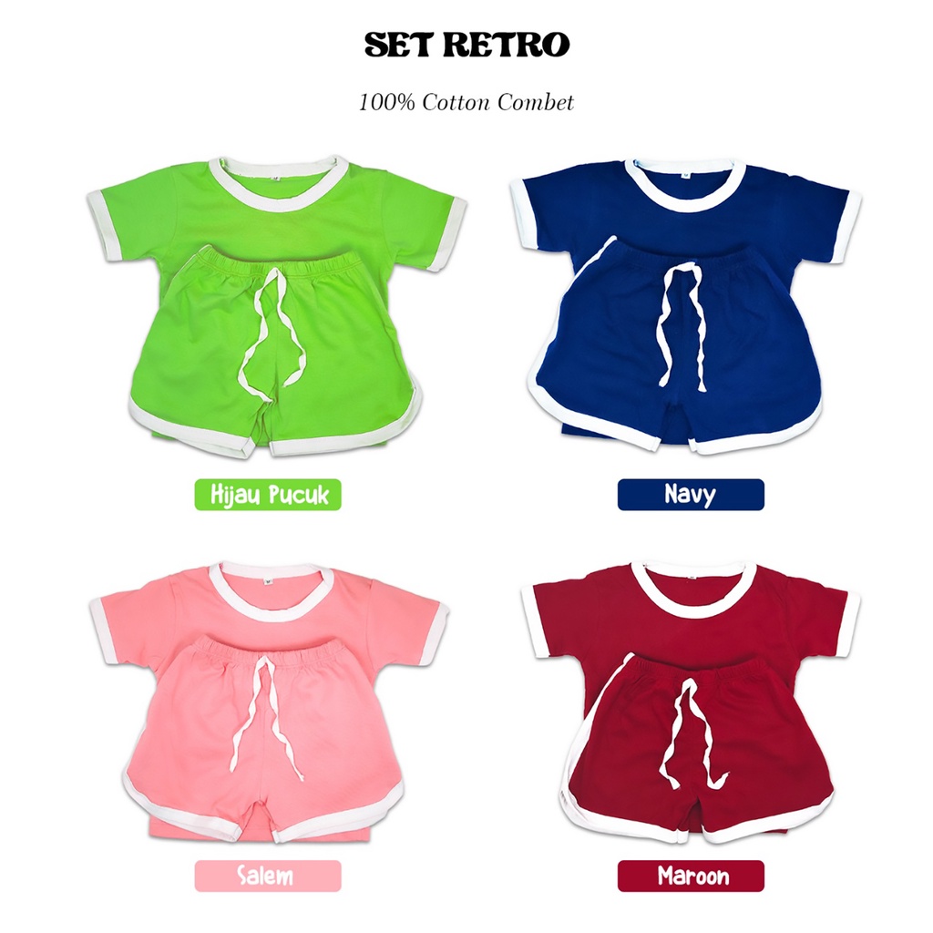 Set retro/setelan anak perempuan /setelan anak laki/kaos anak/baju anak