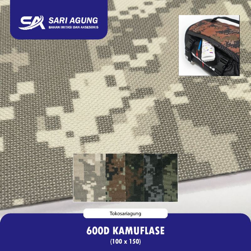 600D KAMUFLASE PVC (METER) KAIN CORDURA DINIR MOTIF ARMY LORENG CAMOUFLAGE BAHAN TAS RANSEL TENTARA