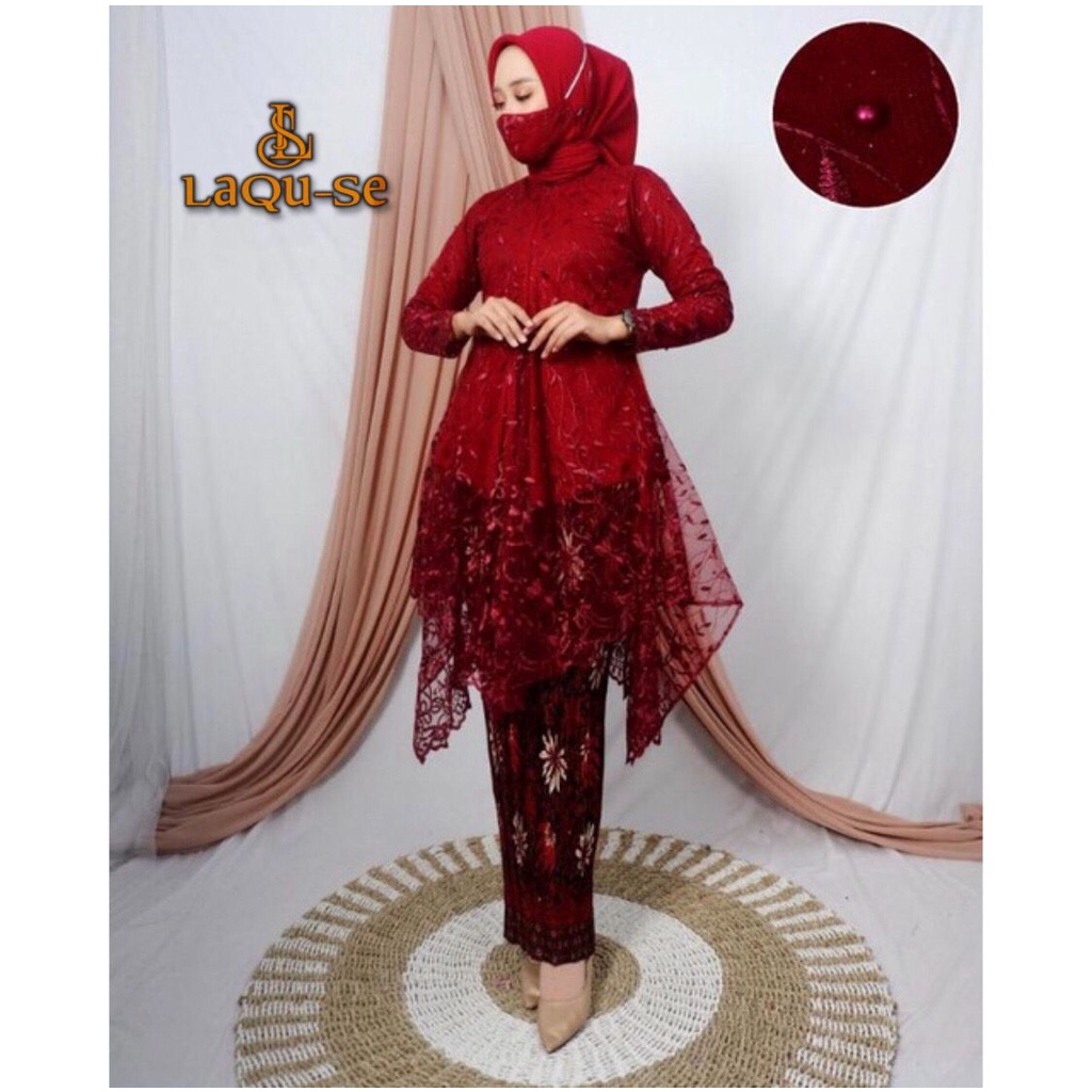 Atasan Kebaya Tunik Brukat Arumi Pesta Kondangan Lamaran Wisuda Busui Friendly Kekinian By Laquse_kebaya2