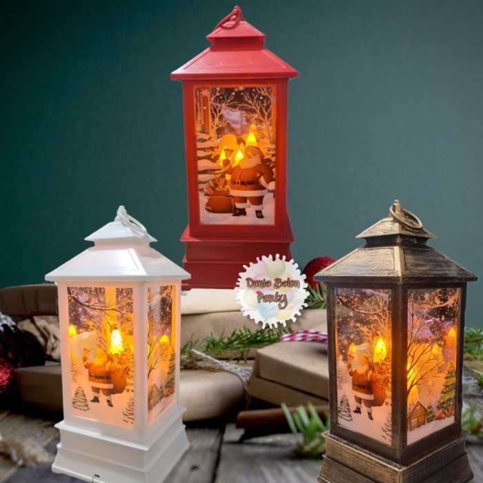 Lampu Lentera Lilin Led Natal / Hiasan Natal Souvenir Christmas 35cm