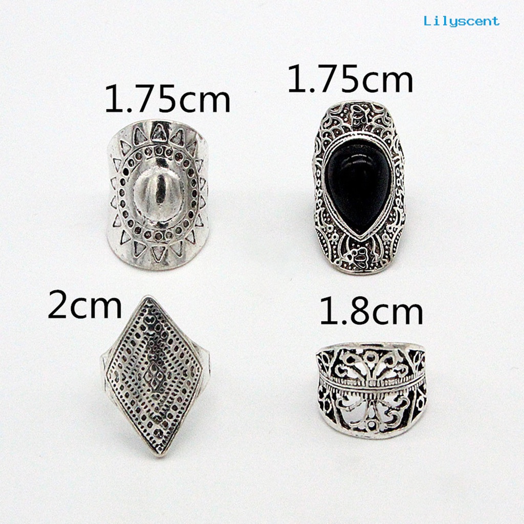 Lc 4Pcs / Set Cincin Fidget Gaya Bohemia Ringan Tahan Lama Untuk Unisex / Pria / Wanita / Pesta