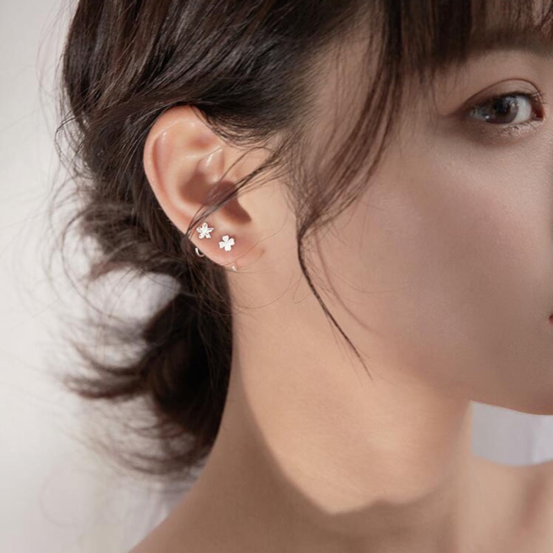 Anting Kait Lapis Silver Bentuk Bunga Hati Untuk Wanita