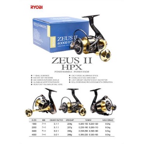 reel ryobi zeus II hpx / virtus II / ryujin II hpx ukuran  2000 2500 3000 power handle