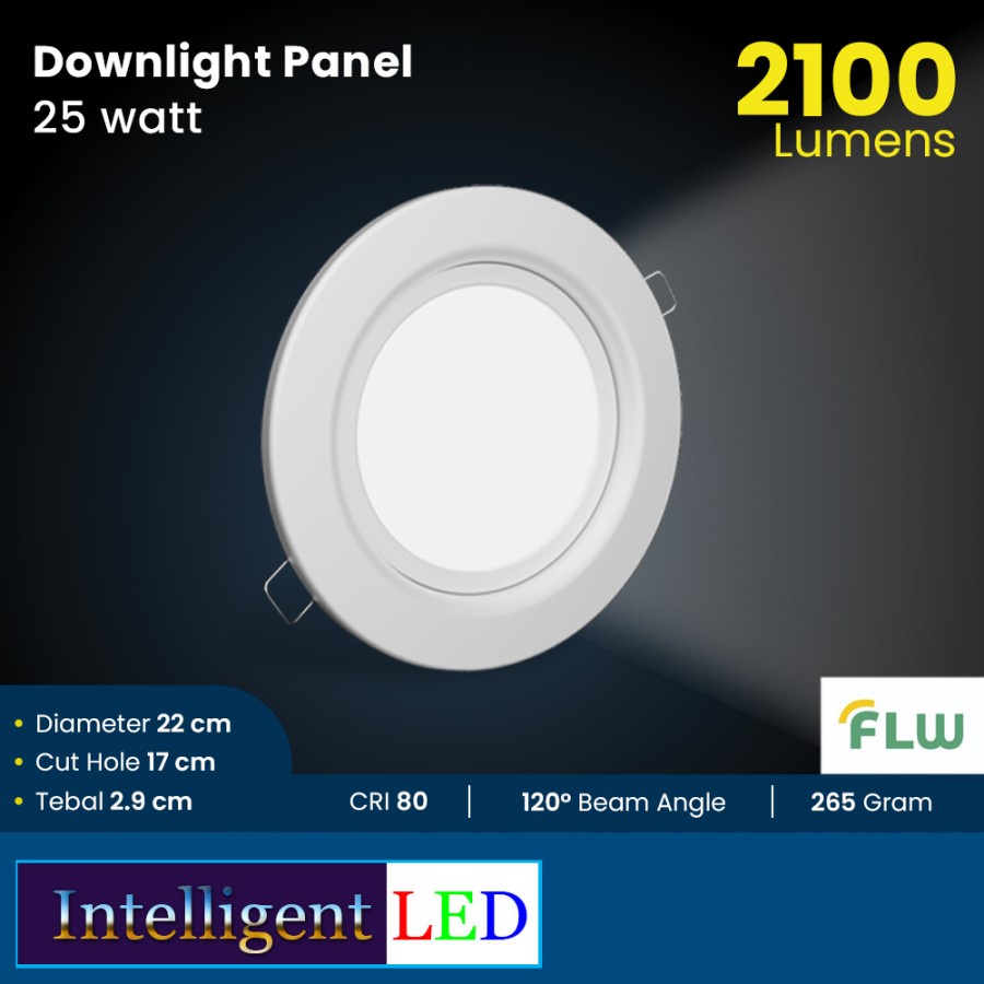 FLW LED Downlight 25W Panel Inbow Round Lampu LED Bulat Plafon