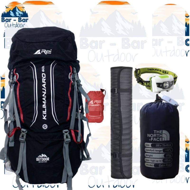 Paket Perlengkapan Mendaki Tas Gunung Outdoor Carrier Arei Rei Kilimanjaro 60L