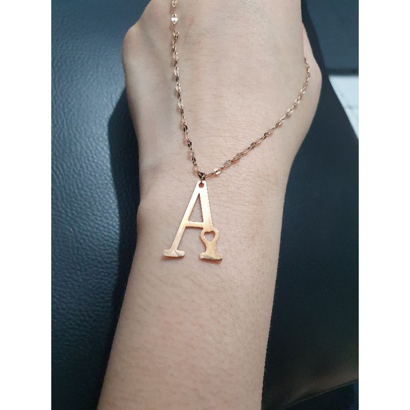 Kalung Titanium Stainless steel asli kalung huruf only A Premium Quality Anti karat anti alergi TR-0