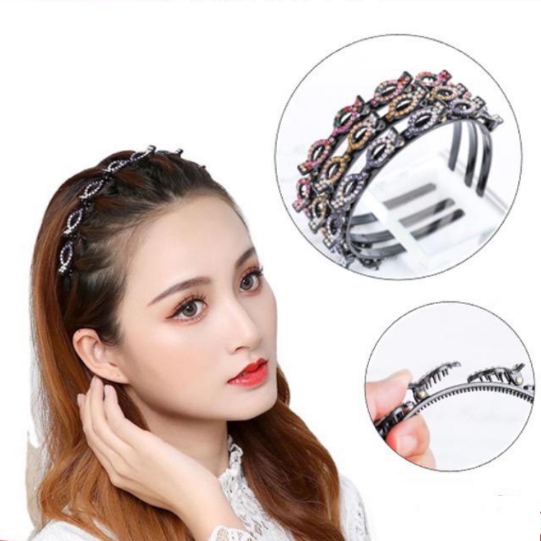 [MANYTHING] Bando Jepit Manik / Bando Jepit Rambut Fashion Korea / Jepit Rambut Double Layer Model Manik-Manik Cantik