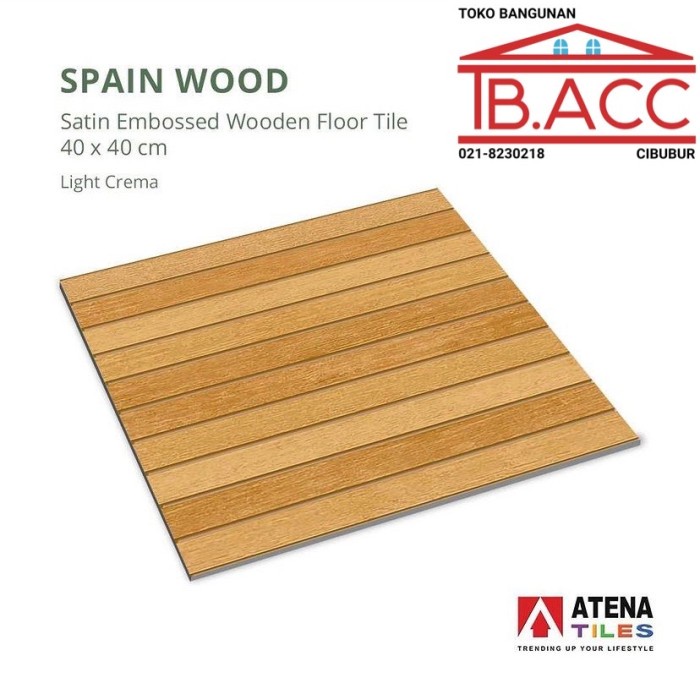 Keramik Kayu 40x40 Atena Tiles Spain Wood Light Crema