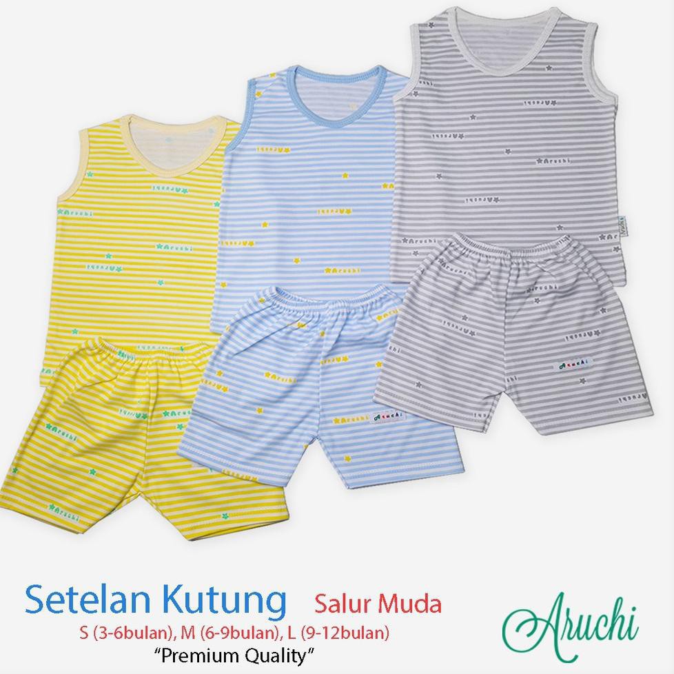 ARUCHI SETELAN POLOS / SALUR KUTUNG BOY / GIRL S M L ( 3-12 Bulan )