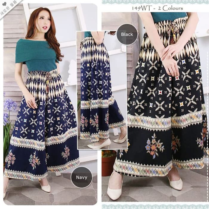 Celana Panjang Wanita - Kulot Batik Modern - Navy